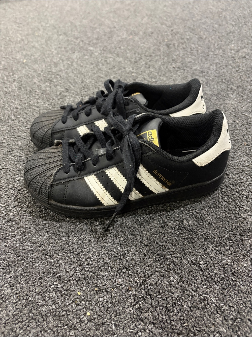 Kids Size 2 Black and White Superstar Sneakers